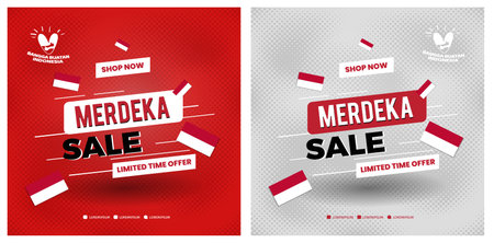Anniversary Independence Day of the Republic Indonesia. Independence day sale poster templateのイラスト素材