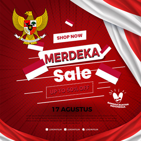 Anniversary Independence Day of the Republic Indonesia. Independence day sale poster templateのイラスト素材