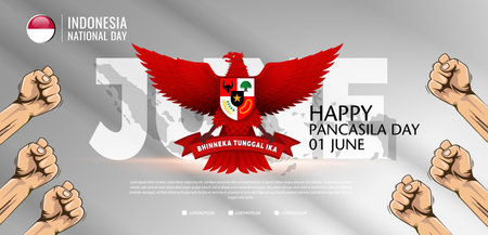 Pancasila Birth Day. Happy Pancasila Day poster Banner Template.のイラスト素材