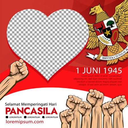 Pancasila Birth Day. Happy Pancasila Day photo frame template.のイラスト素材