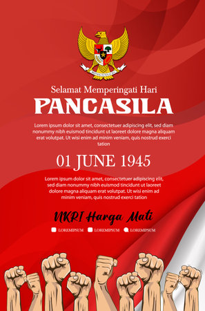 Pancasila Birth Day. Happy Pancasila Day poster Banner Template.のイラスト素材