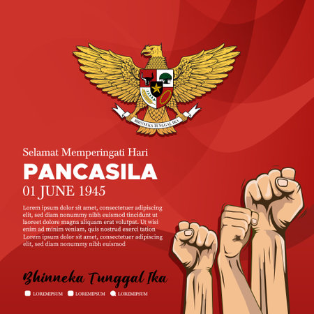 Pancasila Birth Day. Happy Pancasila Day poster Banner Template.のイラスト素材