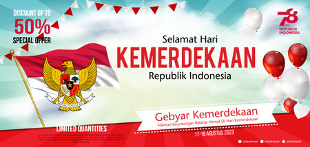 Independence Day Republic Of Indonesia. Design for banner and poster.のイラスト素材