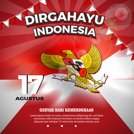 Independence Day Republic Of Indonesia. Design for banner and poster.のイラスト素材