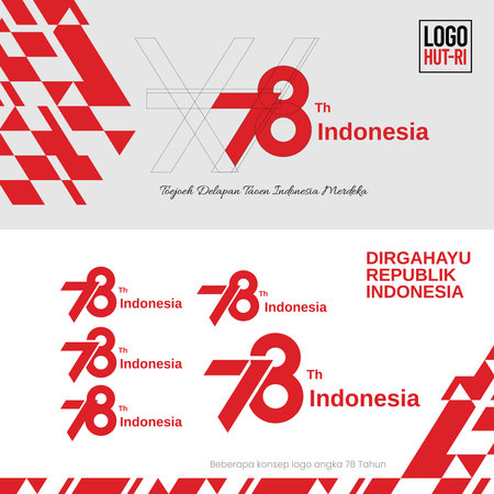 78 years, Anniversary Independence Day of the Republic of Indonesia. Logo Design Illustration Independence Day.のイラスト素材