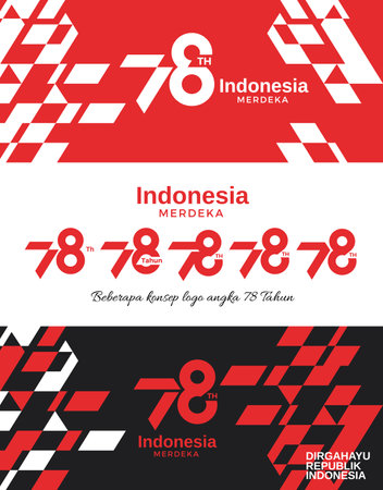 78 years, Anniversary Independence Day of the Republic of Indonesia. Logo Design Illustration Independence Day.のイラスト素材