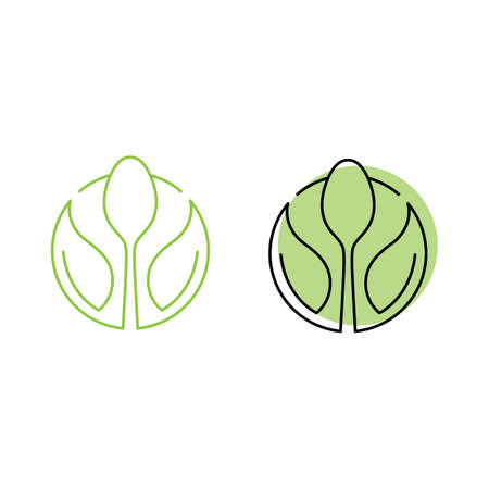 Green healthy food with Spoon, Fork Logoのイラスト素材