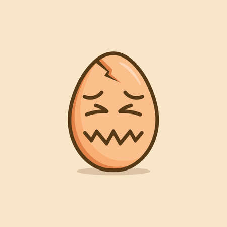 ilustrasi Telur sakit dengan tubuh yang rusak, desain emoticon kartunのイラスト素材