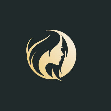 Elegant woman Logo  with  gold gradient designのイラスト素材