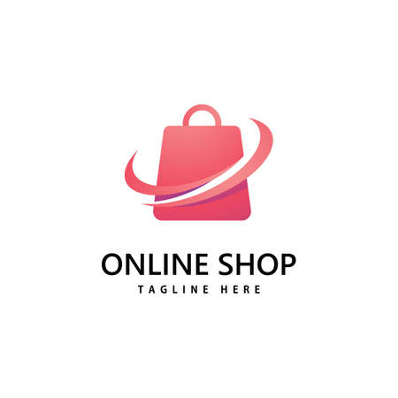 shopping bag store logo. online shopping logo designのイラスト素材