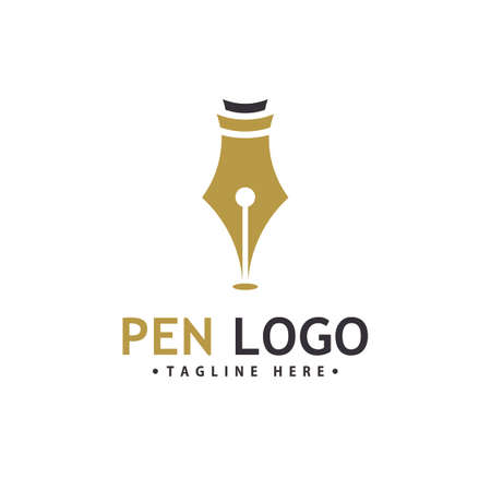 Pen Logo Icon Template. Company writer identityのイラスト素材