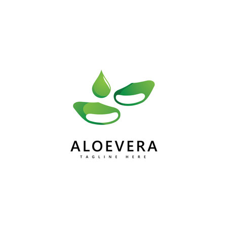 Aloe vera plant logo drop vector design. Aloe vera gel logo iconのイラスト素材