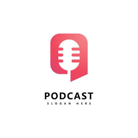 Podcast Logo icon Design Vector Template  microphone symbolsのイラスト素材