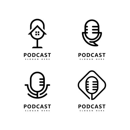 Podcast Logo icon Design Vector Template  microphone symbolsのイラスト素材