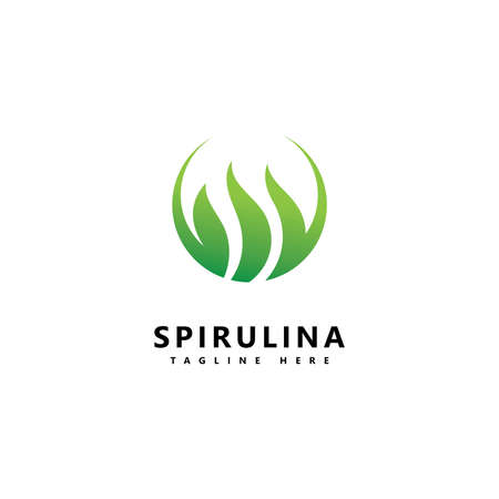 spirulina Logo icon. organic healthy food.のイラスト素材