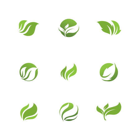 Green leaf logo icon  ecology element vector templateのイラスト素材
