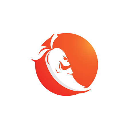 Chili logo with skull face vector Spicy food symbol templateのイラスト素材