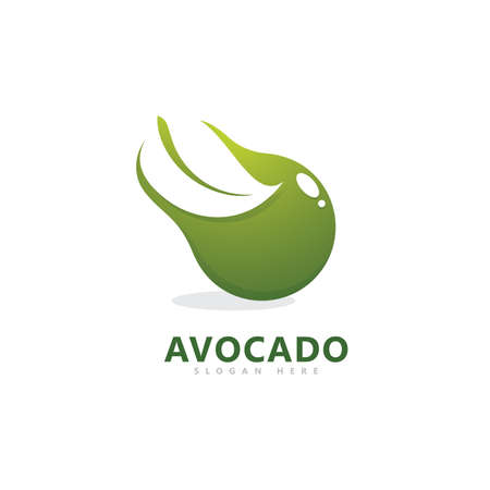 Avocado fruit logo template, healthy food symbolsのイラスト素材