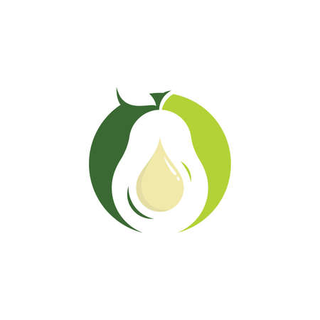 Avocado logo simple shape with milk drop in the shape