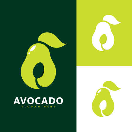 Avocado fruit logo template, healthy food symbolsのイラスト素材