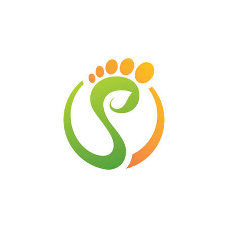 Feet care logo design vector. Feet massaging symbolのイラスト素材