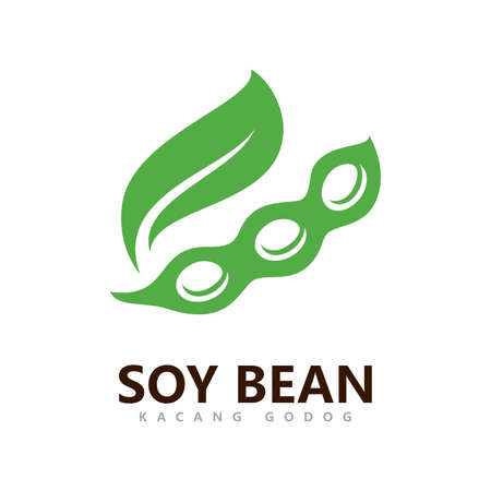 Soybean Logo vector template design. Healthy Food simple vector illustrationのイラスト素材