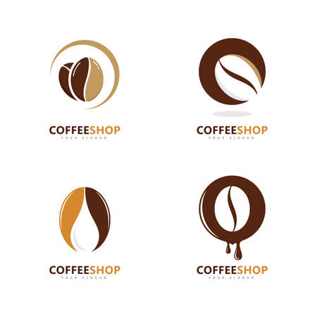 Coffee shop Minimalist vector logo. Coffee beans logo templateのイラスト素材