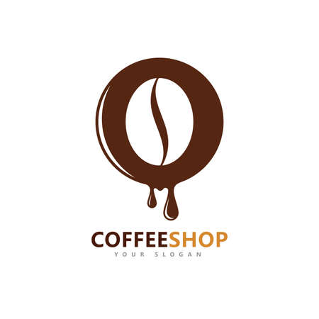 Coffee shop Minimalist vector logo. Coffee beans logo templateのイラスト素材