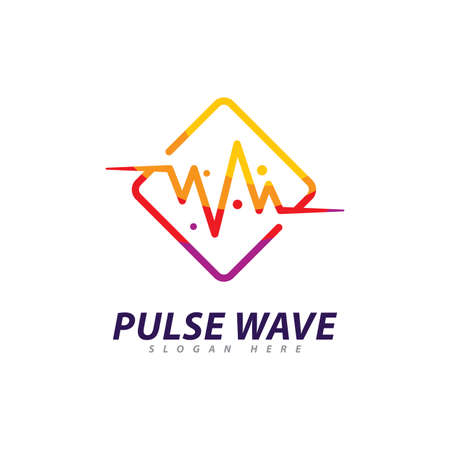 Pulse Wave  logo Vector. Creative Sound waves  logo concept design templateのイラスト素材