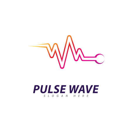 Pulse Wave  logo Vector. Creative Sound waves  logo concept design templateのイラスト素材