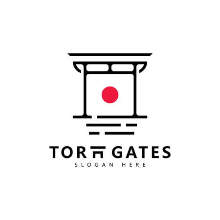 Japanese Torii gate illustration, simple linear Torii gate sign design vectorのイラスト素材