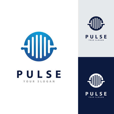 Pulse Wave  logo Vector. Creative Sound waves  logo concept design templateのイラスト素材