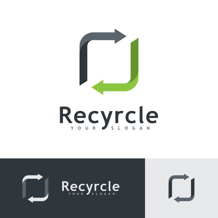 Recycle logo icon vector. recycling illustration  symbol, rotation arrow iconのイラスト素材