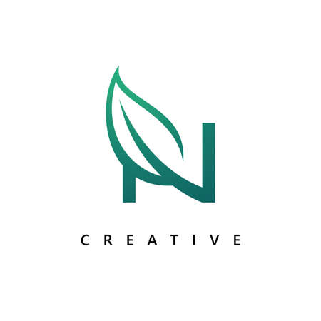 N  Design and template. Creative N leaf  icon initials based Letters in vector.のイラスト素材
