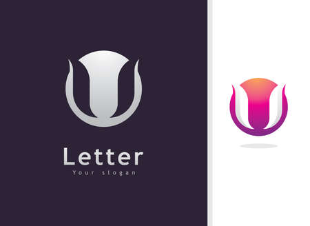 U Logo Design and template. Creative U icon initials based Letters in vector.のイラスト素材