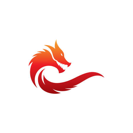 Dragon Head illustration with gradient color, dragon logo vector iconのイラスト素材