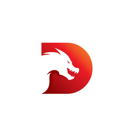 Dragon Head illustration with gradient color, dragon logo vector iconのイラスト素材