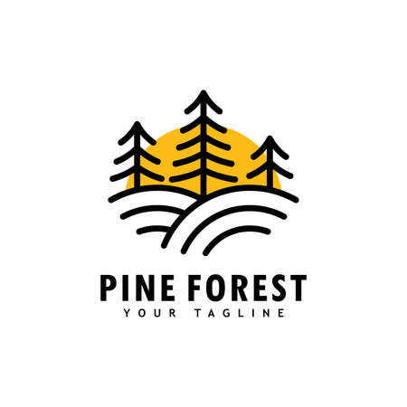 Pine tree logo template.Abstract pine tree iconのイラスト素材