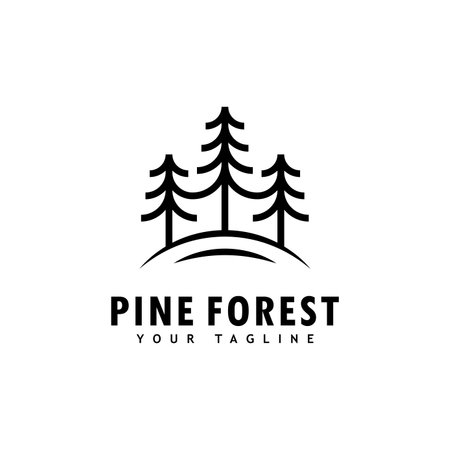Pine tree logo template.Abstract pine tree iconのイラスト素材