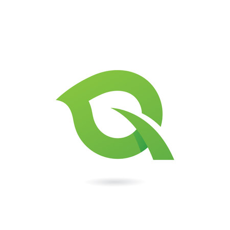 Letter Q logo with Leaf shape design template elementsのイラスト素材