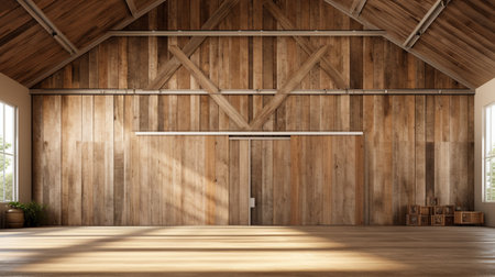 wooden house in a field at sunset.の素材