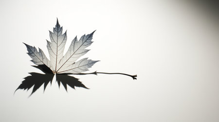 Shadow  leaf on white background. Autumn season concept. Generate Aiの素材