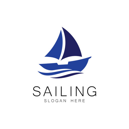 Sailboat on the waves. Vector illustrationのイラスト素材