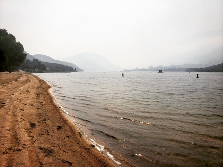 Cloudy sky at the lake background.の写真素材