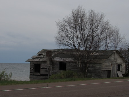 Abandoned house on the lakeの写真素材