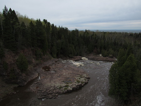 River running through the valleyの写真素材
