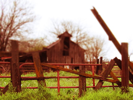 Abandoned barn in a fieldの写真素材