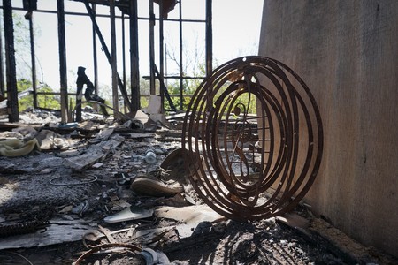 Metal in a burned houseの写真素材