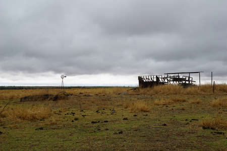 Lonely windmill on a stormy dayの写真素材