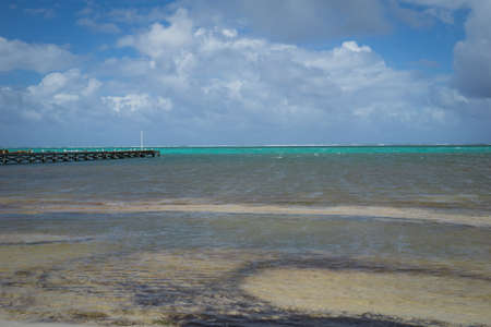 Bright blue ocean on a tropical islandの写真素材